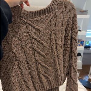 Dry Goods Cable Knit Sweater in Brown